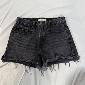 Abercrombie & Fitch Mid Rise Boyfriend Short Faded Black Denim Cutoffs Size 25/0